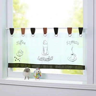 Abbildung von Joyswahl Scheibengardine Voile Bistrogardine Sophie Bestickte Gardine HxB 45x120cm 1er Pack
