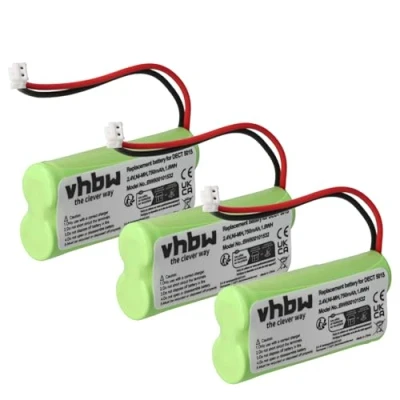 Abbildung von vhbw 3X NiMH Akku 750mAh (2.4V) kompatibel mit Handy Smartphone Telefon Audioline DECT 5015 Ersatz für 08C/CP18NM, BC101276.