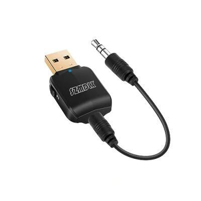 Abbildung von Bluetooth 5.0 Transmitter Empfänger, USB 3 in 1 HiFi Wireless Audio Adapter, 3,5 mm Aux Adapter für Auto TV Kopfhörer PC Home Stereo Netzteil Plug and Play
