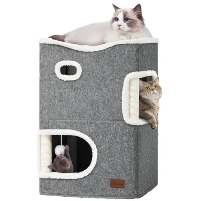Abbildung von YITAHOME Katzenhaus Indoor, Katzenbett für Indoor Katzen, Katzentonne, Katzenhöhle, Kratzbaum Klein, Katzenmöbel, Höhle, katzenhöhlen, Katzenbetten (Grau)