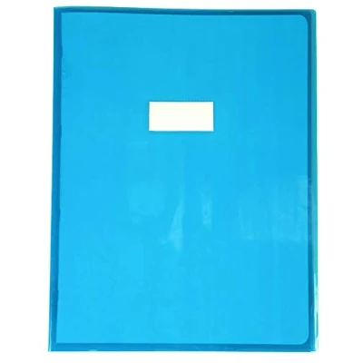 Abbildung von Clairefontaine 73402C Heftumschlag Calligraphe Cristalux DIN A4+ 24x32 cm, mit Etikettenhalter, Blau Transparent, 1 Stück