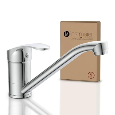 Abbildung von instmaier Spültischarmatur K1 Wasserhahn für Küche, Einhebelmischer Chrom Niederdruckarmatur, mit leichtgängiger Keramikkartusche