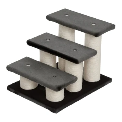 Abbildung von PawHut Kratzbaum Tiertreppe, dunkelgrau 45 x 35 34 cm, Katzentreppe 3 Stufen Hundetreppe
