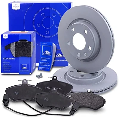 Abbildung von ATE Bremsenset Vorderachse inkl. Bremsscheiben vorne Ø 280 mm belüftet und Bremsbeläge + Warnkontakt Kompatibel mit AUDI A4 B5, B6, B7, SEAT EXEO, VW PASSAT B5