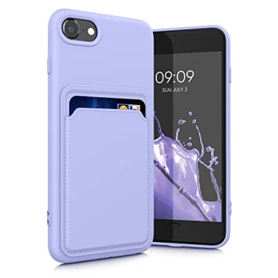 Abbildung von kwmobile Handyhülle kompatibel mit Apple iPhone SE (2022) / (2020) 8 7 Hülle Handy Cover Fach für Karten in Lavendel