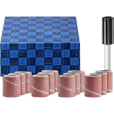 Abbildung von PFERD Schleifhülsen Set, 13 tlg. Korund Ø10x20mm A60, 80, 150, 240 inkl. Halter mit Schaft ø 6mm 42298001 für universelle Anwendungen