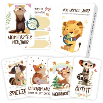 Abbildung von Yezirzax Meilensteinkarten Baby, 48 Meilenstein Karten Set als Geschenk zur Geburt &amp; Babyparty, Boho Stil Set, Neugeborenen