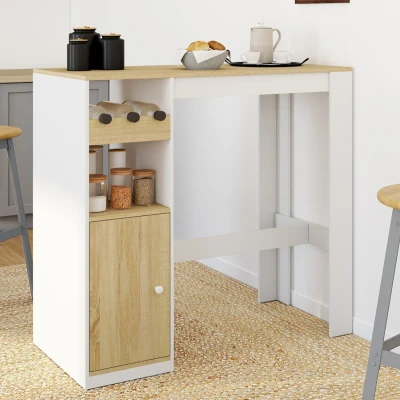 Abbildung von Bartisch AMERI mit Schrank und Flaschenablage für 2 Personen aus Holz Weiß IDMarket