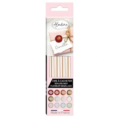 Abbildung von Aladine Set mit 4 flexiblen Wachsstiften für die schönsten Post Ihres Lebens Herstellung von Siegeln Hochzeit, Taufe, Geburt Farbe Perlmutt Weiß