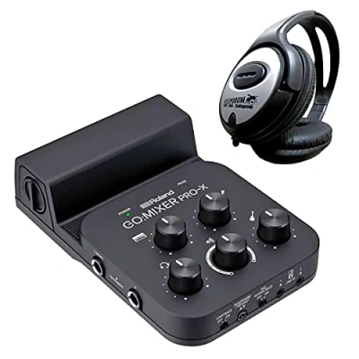 Abbildung von Roland GO:Mixer Pro X Audio Interface für Mobilgeräte + keepdrum Kopfhörer