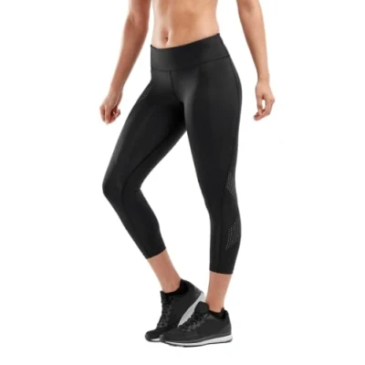 Abbildung von 2XU Damen Mid Rise Comp Wa3516 Compression Pants, Black/Dotted Reflective Logo, XS
