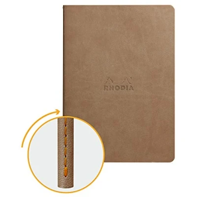 Abbildung von Rhodia 116454C Rhodiarama Notizbuch (ideal für Ihre Notizen, DIN A5, 14,8 x 21 cm, 32 Blatt, dot, Premium Velinpapier 85g, elfenbein) 1 Stück, maulwurfsgrau