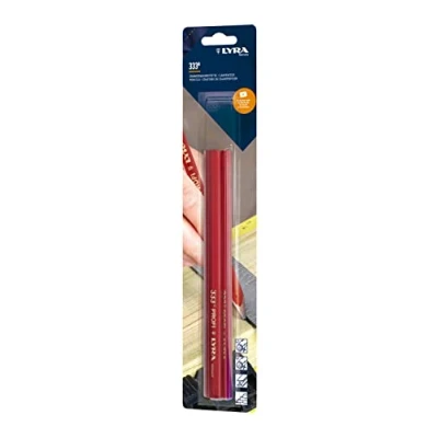 Abbildung von LYRA L4338005, Zimmermannstift 333® oval 24cm lang, Bleistift in Profi Ausführung, ideal für Markierungen auf Holz, 3 Stück im Blister