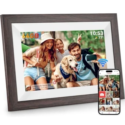 Abbildung von Hesmor 64GB Frameo Digitaler Bilderrahmen WiFi 10,1 Zoll, 1280x800 IPS LCD Touchscreen, Auto Rotate und Audio, Teilen Sie Fotos oder Videos über die App überall, Elektronischer