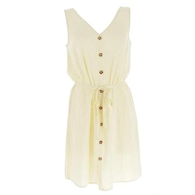 Abbildung von Vero Moda Women&#039;s VMBUMPY SL Short Dress WVN NOOS Kleid, Snow White/Stripes:Lemom Meringue, M