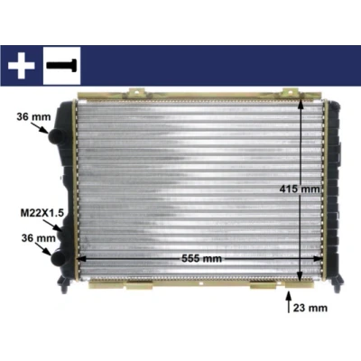 Abbildung von MAHLE ORIGINAL CR 1408 000S Kühler, Motorkühlung 554 412 24 mit Zubehör Schrauben Kühlrippen mechanisch gefügt ALFA ROMEO: Spider, GTV