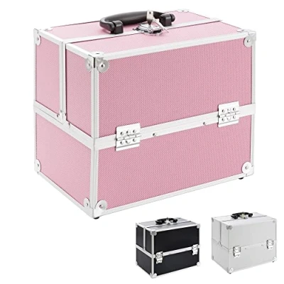 Abbildung von Arebos Kosmetikkoffer 15L, 5 Fächer, Aluminium, inkl. Schloss &amp; Schlüssel (Set)