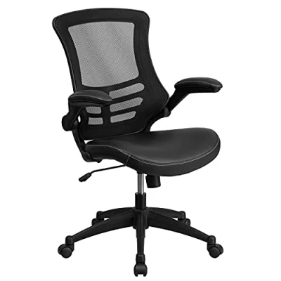 Abbildung von Flash Furniture Bürostuhl, ergonomisch, mit Netz Rückenunterstützung, geformtem und höhenverstellbarem Sitz feststellbarem Kipphebel, schwarz, 65 x 63 105 cm