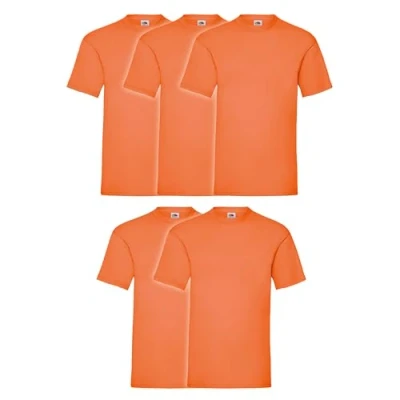 Abbildung von Fruit of the Loom 5er Pack Valueweight T Shirt + GRATIS MyShirt Stoffbeutel, Farbe:orange, Größe:XL