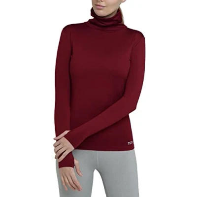 Abbildung von TCA Frauen Winter Langarm Laufshirt mit Reißverschluss Cabernet, XL