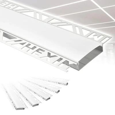 Abbildung von HEXIM LED Trockenbauprofil Alu Unterputzprofil Profil (2 Meter / 1 Profil) inkl. Abdeckung opal Trockenbauleiste Einbauprofil Schiene Decke Wand (ALED 5, Leuchtbreite 50mm)