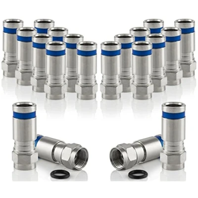 Abbildung von POPPSTAR 20x SAT F Quick Mount Stecker, Kompressionsstecker für Koaxial Kabel, Antennenkabel, Satellitenkabel bis 7,5mm,Witterungsbeständig, silber
