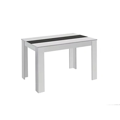 Abbildung von byLIVING Esszimmertisch NORI/matt weiß/Einlegeplatte wendbar in schwarz oder weiß/kompakter Küchentisch/Esstisch 140 cm breit/Tisch 18 mm Dicke Tischplatte / x 80, H 75