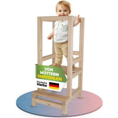 Abbildung von STRAHLKIND Stehhilfe STRAHLKIND® Lernturm ab 1 Jahr [ANTI KIPP SCHUTZ] aus Kiefernholz (1 St), Montessori höhenverstellbar Learning Tower