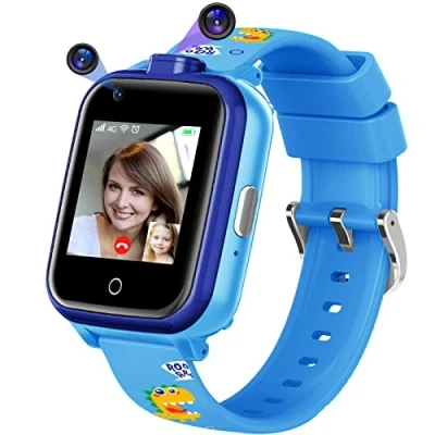 Abbildung von Mingfuxin 4G Kinder Smartwatch, Wasserdichtes Smartwatch Telefon mit Dual Kamera, GPS Tracker WiFi Videotelefonanruf SOS für Mädchen Jungen 3 14 Geburtstagsgeschenke (Blau)