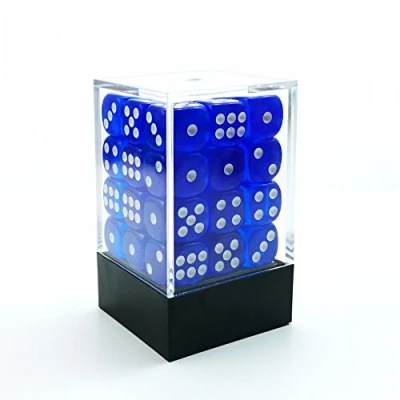 Abbildung von Bescon Würfel w6 12mm 36er Brick Box, Six Sided Die (36) Block of Dice, Durchsichtige Royal Blau m/weiße