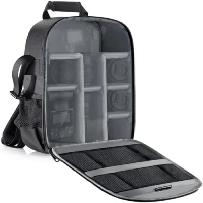 Abbildung von Neewer® Flexible Trennwand Kamera Gepolsterte Rucksack Tasche 30x14x37 cm Stoß Insert Schutz für SLR DSLR Spiegellose Kameras und Objektive, Blitzlicht, Funkauslöser anderes Zubehör (innen grau)