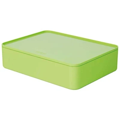 Abbildung von HAN Schubladenbox Allison SMART ORGANIZER Utensilienbox mit Innenschale und Deckel/ Serviertablett, stapelbar, für Büro, Schreibtisch, Badezimmer, Küche, möbelschonende Gummifüße, 1110 80, lime green