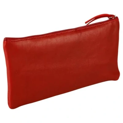 Abbildung von Clairefontaine 410068C Schlampermäppchen Ruby aus Lammleder Flach, 11 x 22cm, 2 Fächer, 1 Stück, Rot
