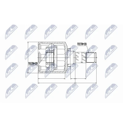 Abbildung von NTY NPW NS 044 Gelenksatz Vorderachse links NISSAN: Qashqai / Qashqai+2 I, X Trail, RENAULT: Koleos I