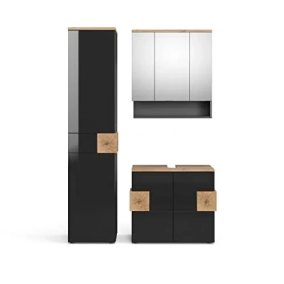 Abbildung von Vicco Badmöbel Set Eden, Anthrazit/Artisan Eiche, 3 Teile, mit Hochschrank, (3 er Set, St., Set)
