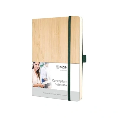 Abbildung von SIGEL CO671 Notizbuch, echtes Bambuscover, red Dot award winner 2022, nachhaltiges Papier, Lineatur, ca. A5, 100 g, Softcover, 194 nummerierte Seiten, Stiftschlaufe, Conceptum