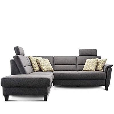 Abbildung von Cavadore Schlafsofa Palera mit Federkern / L Form Sofa Schlaffunktion 236 x 89 212 Büffellederoptik Dunkelgrau