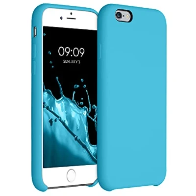 Abbildung von kwmobile Hülle kompatibel mit Apple iPhone 6 / 6S Silikon Handy Case Handyhülle weiche Oberfläche kabelloses Laden Meerblau