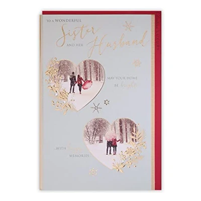 Abbildung von Clintons: Weihnachtskarte für Schwester und Ehemann, mit englischer Aufschrift &quot;Couple In Hearts&quot;