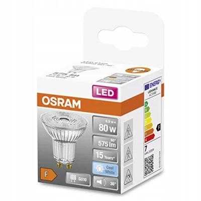Abbildung von OSRAM PAR16 LED Reflektorlampe mit GU10 Sockel, Kaltweiss (4000K), Glas Spot, 6.9W, Ersatz für 80W Reflektorlampe, STAR PAR16, Kaltweiß