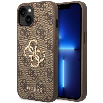 Abbildung von Apple iPhone 15 Hülle Kunststoff Guess Backcover/Hard Case Handyhülle Braun