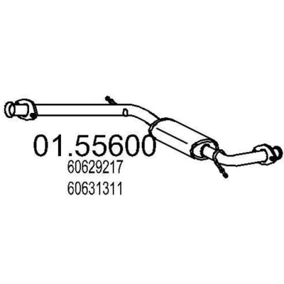 Abbildung von MTS 01.55600 Mittelschalldämpfer 1300 ALFA ROMEO: 166, LANCIA: Kappa Limousine