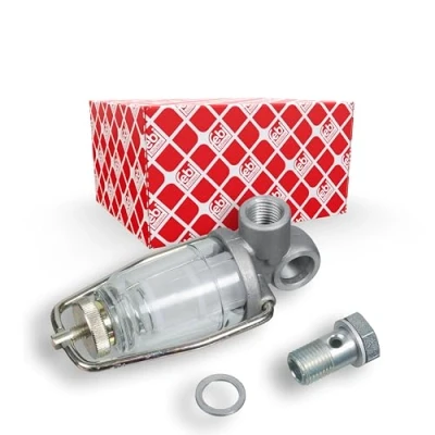 Abbildung von FEBI BILSTEIN 35084 Kraftstofffilter Vorfilter, mit Schauglas Hohlschraube, Befestigungsbügel, Dichtring MAN: TGS, TGX, TGM