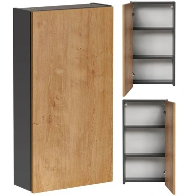 Abbildung von Lomadox Badezimmer Hängeschrank in anthrazit mit Hamilton Eiche Nb., B/H/T: ca. 40/75/16 cm