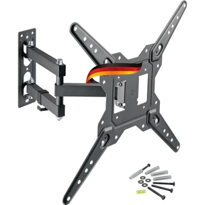 Abbildung von Schwaiger LWH33040 TV Wandhalterung, (bis 55 Zoll, neigbar, schwenkbar, bis 30kg, 400x400mm, integrierte Kabelführung, schwarz)