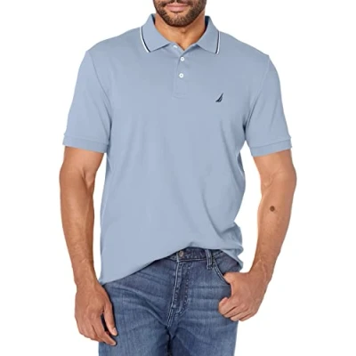 Abbildung von Nautica Herren Poloshirt mit klassischer Passform, kurzärmelig, Kragen Zwei Spitzen Polohemd, Lake City Blue, Groß