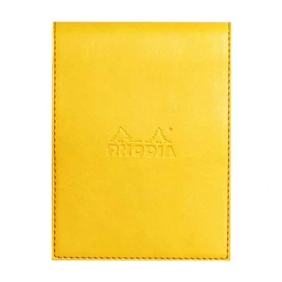 Abbildung von Rhodia 128216C Notizblock N12 (mit Schutzhülle aus Kunstleder, 9,5 x 13 cm, liniert, schick und elegant, ideal für Ihre Notizen) 1 Set, gelb