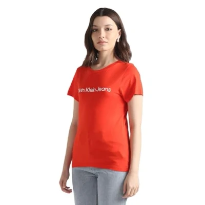 Abbildung von Calvin Klein Jeans Institutional LOGO TEE 2 PACK Tshirt print, Damen, Größe: XS, Fiery red/bright white