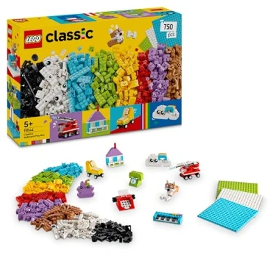 Abbildung von LEGO Classic Kreativset zum Bauen und Spielen Ostergeschenk mit bunten Bausteinen Haus, Hund, Löschauto, Klaviertastatur Regenbogen Bastelset für Jungen &amp; Mädchen ab 5 Jahren 11044