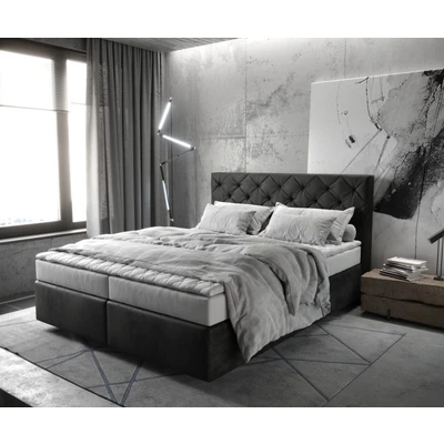 Abbildung von Boxspringbett Dream Great 160x200 cm Mikrofaser Anthrazit Vintage mit Matratze und Topper